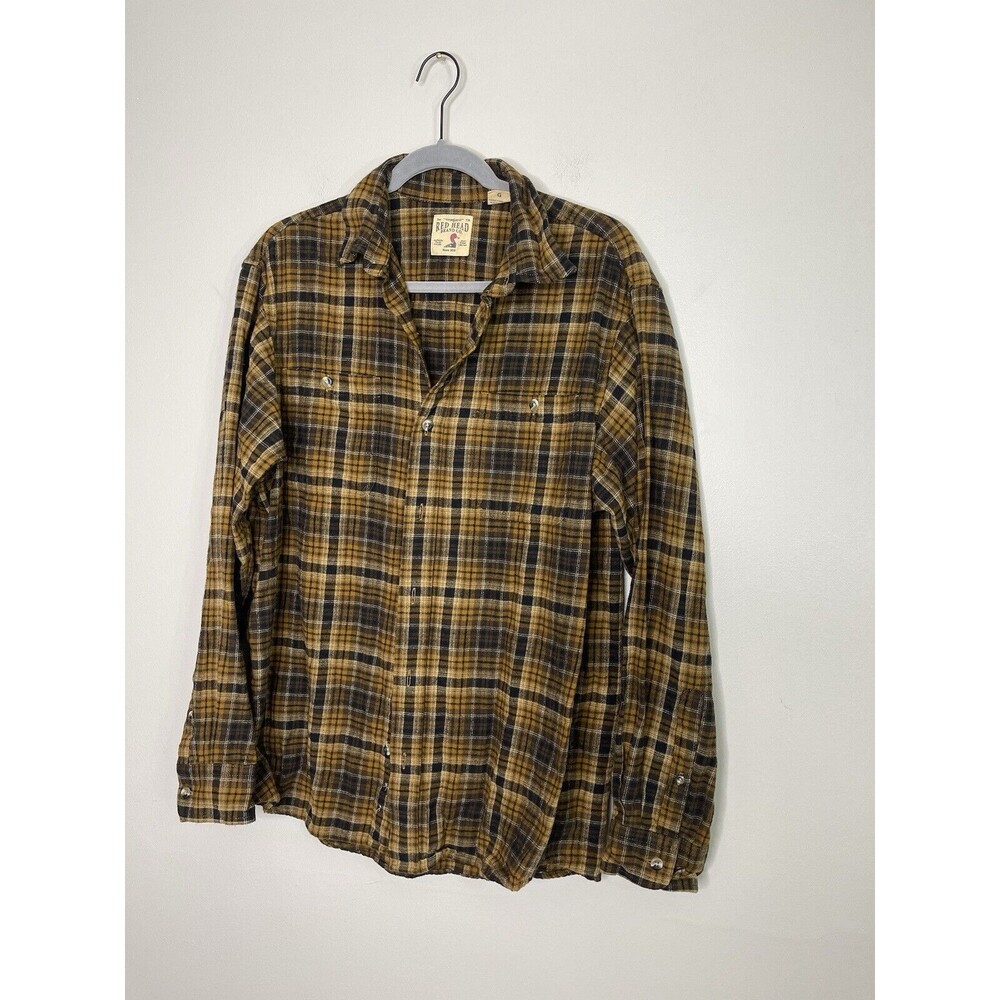 Red Head Brand Co. Brown Plaid Flannel Button Down Shirt Men's Sz L Cotton